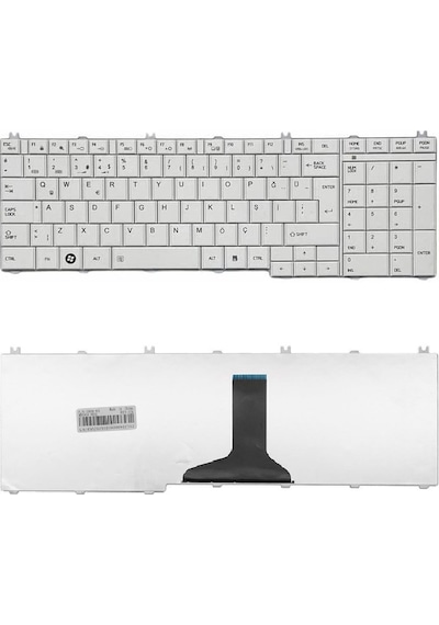 Toshiba Uyumlu Satellite L655-1h2, L655-1h3, L655-1h4, L655-1h5 Klavye Beyaz Tuş Takımı Tuş Seti Türkçe
