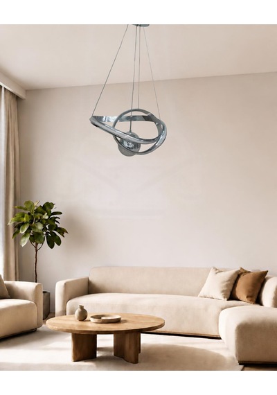 Karçiçegi Büyük Modern Ledli Avize Çizgili 3 Renk Power Ledli Krom Kaplama Yatak Odası Salon Mutfak