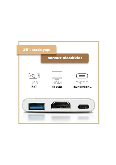Inca Itpc-04txt Type-c Hub, 4k 30hz Hdmı, Usb 3.0, 100w Pd, Alüminyum Kasa