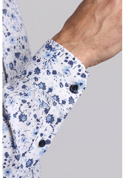 Xint Bisse Lacivert Regular Fit Keten Cepsiz Uzun Hakim Yaka Gömlek Bsgmktn26307 C39