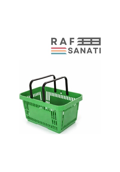 5 Adet - 28 Litre Plastik Market Alışveriş Sepeti Saplı Dayanıklı Market Mağaza El Sepeti Yeşil