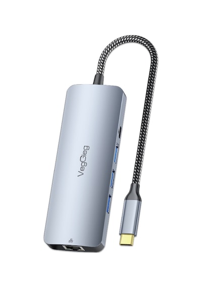 Veggieg 4k 60hz Hdmı Gigabit Ethernet 3 Usb-a 2 Type-c 3.5mm Aux Sd Micro Sd Kart Okuyucu Çevirici Çoklayıcı Hub