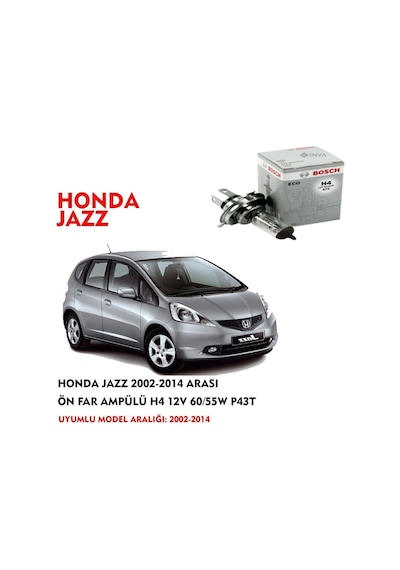 Honda Jazz 2002-2014 Arası Ön Far Ampülü H4 12v 60/55w 1 Adet Sarı