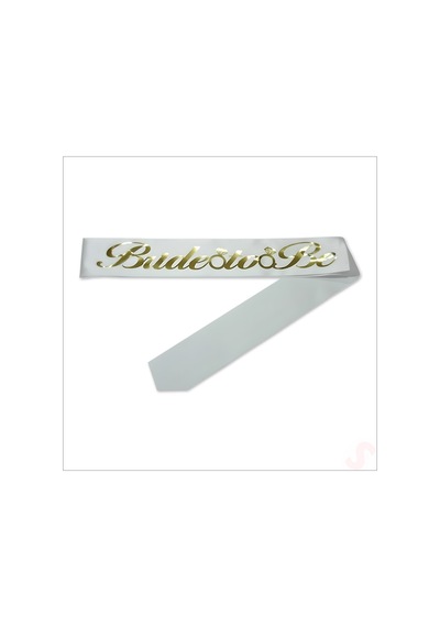 Bride To Be Beyaz Kuşak, 160 Cm X 7 Cm - Altın