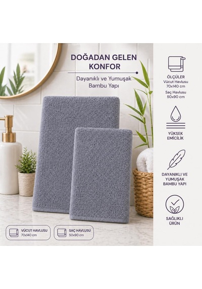 Septumium Bambu Takım, Saç Ve Vücut Havlusu Çok Renkli