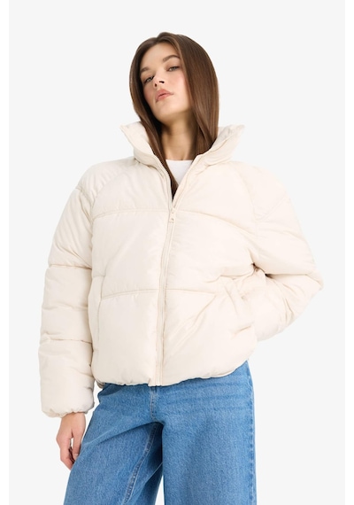 Defacto Su Geçirmez Regular Fit Dik Yaka Fermuarlı Şişme Mont E8690AX25AUER128 Ekru