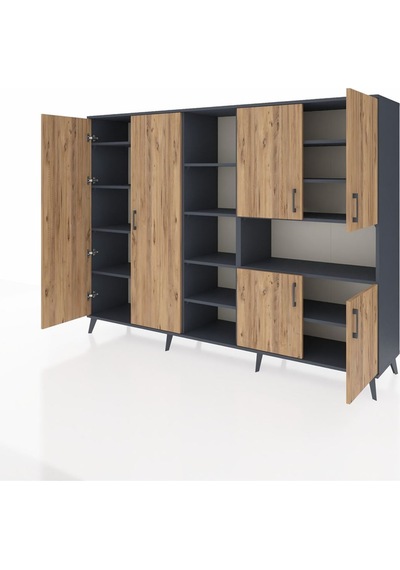 Hyperion Dolap 13 Raflı 6 Kapaklı 220x44x163 Antrasit-çam/antrasit Atlas Çam/antrasıt - Antrasıt Hyperion Dolap 13 Raflı 6 Kapaklı 220x44x163 Antrasit-çam/antrasit Atlas Çam/antrasıt - Antrasıt