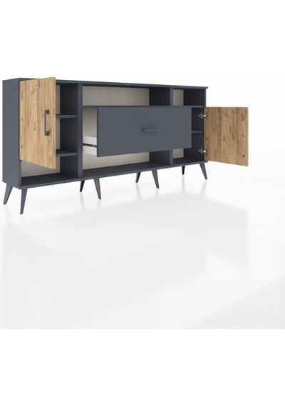 Arges Konsol 5 Raflı Tek Çekmeceli 2 Kapaklı 176x30x83 Antrasit-çam/antrasit Çam/antrasit Arges Konsol 5 Raflı Tek Çekmeceli 2 Kapaklı 176x30x83 Antrasit-çam/antrasit Çam/antrasit