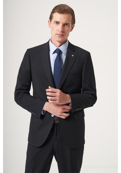 İmza Lacivert Mono Yaka 6 Drop Comfort Fit Tam Astar Esnek Takım Elbise 1001260182