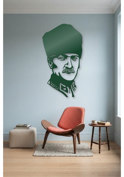 Atatürk Metal Duvar Tablosu - Duvar Sanatı - Duvar Dekoru - Yeşil