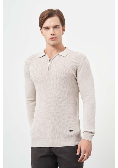İmza Bej Uzun Kol Kendinden Desenli Örme Polo Yaka Classic Comfort Fit Triko 1012245156 Koyu Bej İmza Bej Uzun Kol Kendinden Desenli Örme Polo Yaka Classic Comfort Fit Triko 1012245156 Koyu Bej
