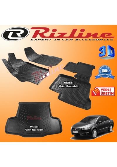 Fiat Linea 3D Paspas + Bagaj Havuzu 2007-2018 Arası Set Rizline N11.10589