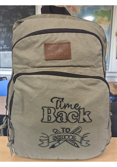 Old Cotton Cargo Kaliteli Siyah Vintage Salaş Baskılı Disayn Günlük Gezi Okul Sırt Çantası Revilla Bag 28x38cm Bej - Beyaz