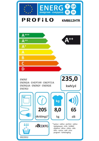 Profilo KM8612HTR 8 KG Isı Pompalı Kurutma Makinesi