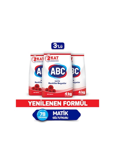 ABC Matik Gül Tutkusu Toz Çamaşır Deterjanı 40 Yıkama 3 x 4 KG