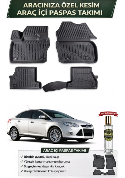 Ford Focus 3 2013 Model Aracınıza Özel Üretim Esnek Kauçuk Paspas Takımı