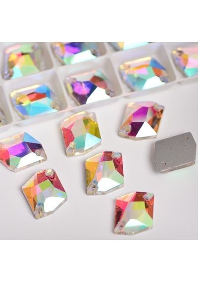 Gymo Premium Kalite Altı Düz Delikli Dikme Kristal Taş Cosmic 10 14mm Crystal Ab 36 Adet