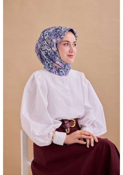 Silk Home Twill İpek Eşarp 11478-20 Karolina Mavisi, Lacivert, Soluk Siyah