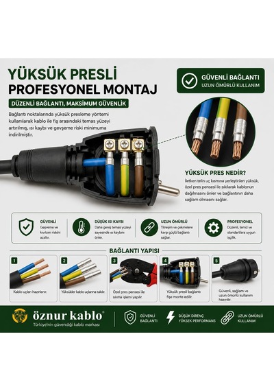 Elektrikli Araç Şarj Uzatma Kablosu,%100 Bakır 3x4 Mm², Topraklı Ev Şarj Ve Güç Uzatma Kablosu, Kalın Kesit Profesyonel Kullanım 15 Metre Diger