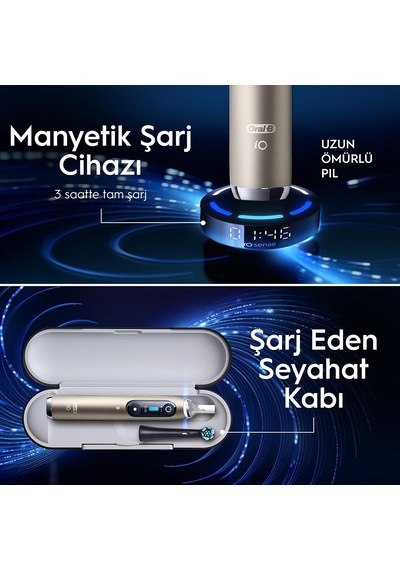 Oral B İo 10 Şarjlı Diş Fırçası Gold + Manyetik Şarj + Seyahat Kabı