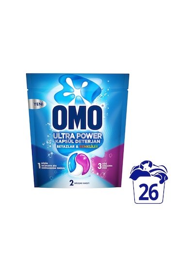 Omo Ultra Power Kapsül Deterjan Beyazlar Ve Renkliler 26 Yıkama X1 Diğer