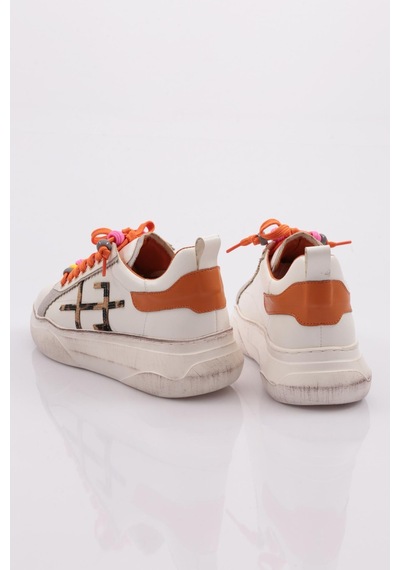 Dgn 1023 Kadin Sneaker Ayakkabi 1023-2007-R0299 Beyaz - Turuncu