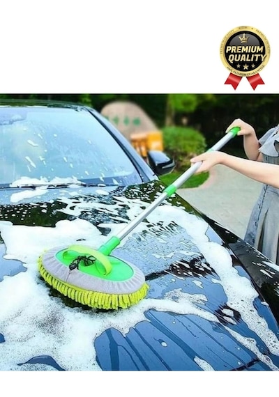 Çok Fonksiyonlu 180 Derece Dönen Mikrofiber Mop Çizmez Araba Otomobil Yıkama Uzun Sopalı Fırça Seti