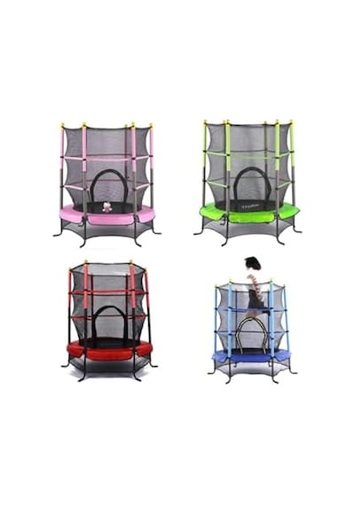 Fileli Trambolin Çocuk Trambolini 140 Cm Büyük Boy 55 Inç Pembe Tek Ebat