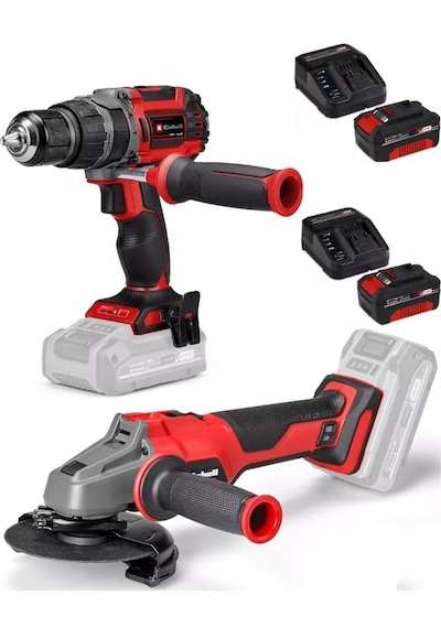 Einhell TP-CD 18/60 Li-i Bl Matkap + Axxio 18/115 Q Avuç Taşlama 2x4.0ah Akülü Kömürsüz Set