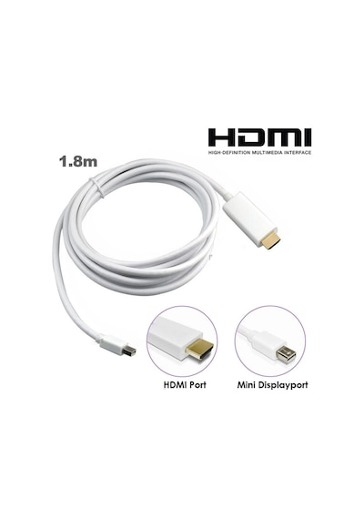 Apple Uyumlu MacBook Mini Displayport Thunderbolt To Hdmi Kablo 1.8M