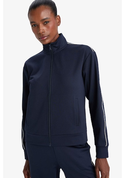 Defacto Defactofit Slim Fit Dar Kesim Dik Yaka İçi Yumuşak Tüylü Fermuarlı Hırka F3844ax25aunv253 Lacivert