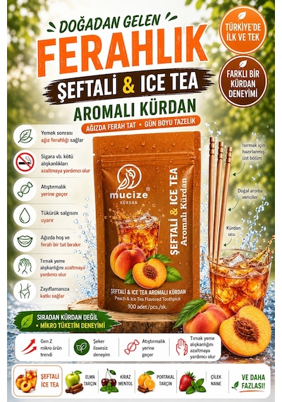 Mucize 2"li Set Şeftali-buzlu Çay Aromalı Kürdan Metal Kutu+doypak
