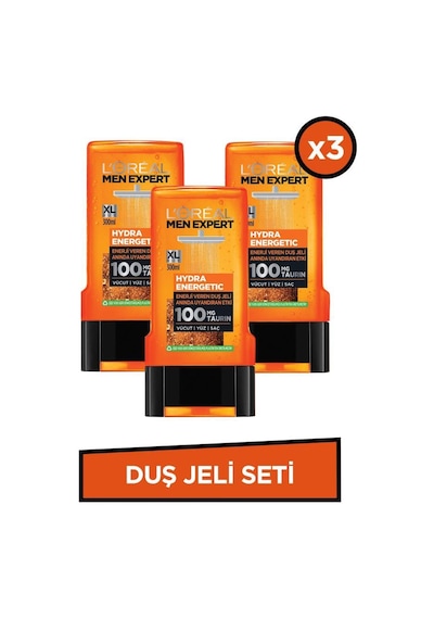 L'Oreal Paris Men Expert Hydra Energetic Enerji Veren Duş Jeli 3 x 300 ML
