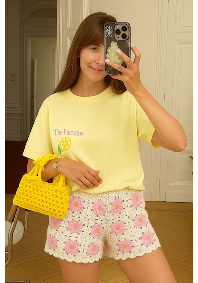 The Vacctıon Baskılı Unisex Tshırt Sari