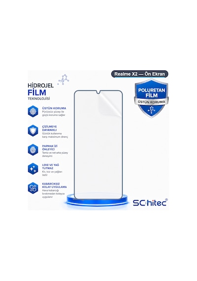Realme X2 Uyumlu Ön Yüzey Nano Şeffaf Hidrojel Ekran Koruyucu