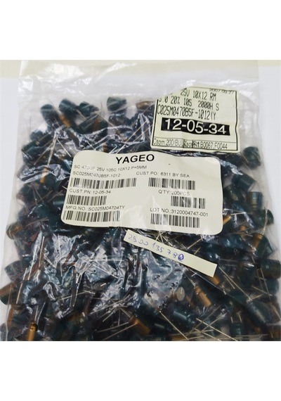 Sc025m0470b5f-1012 470mf 25v 10x12 105 Yageo Elko Kondansatör 50 Adet