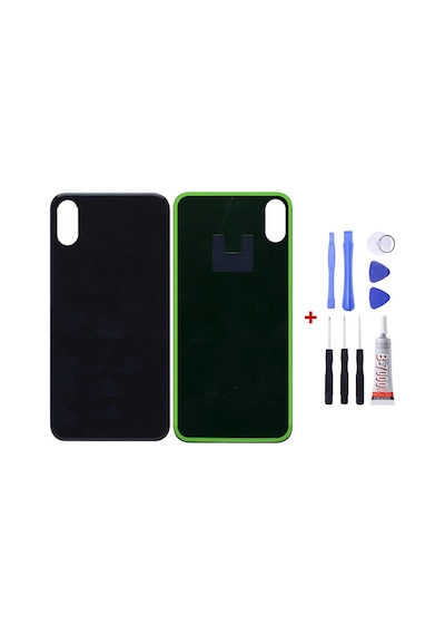 Apple Uyumlu iPhone Xs Siyah Arka Cam Kapak Pil Kapağı Tamir Set B7000 Set Siyah