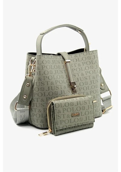 Just Polo Kadın Su Geçirmez Şık El & Omuz Çantası Ve Cüzdanı Kombin Shopper Yeşil