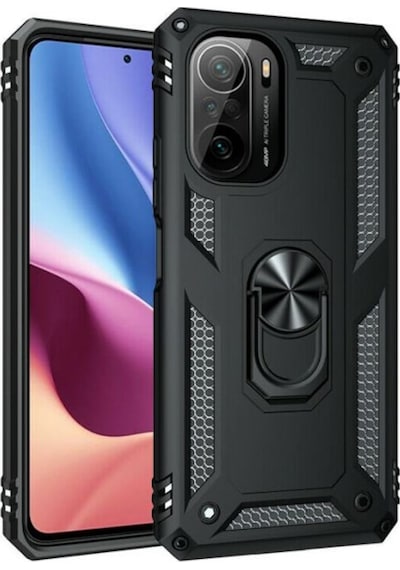 Xiaomi Poco F3 Kılıf Vega Tank Koruma Standlı Yüzüklü Mıknatıslın