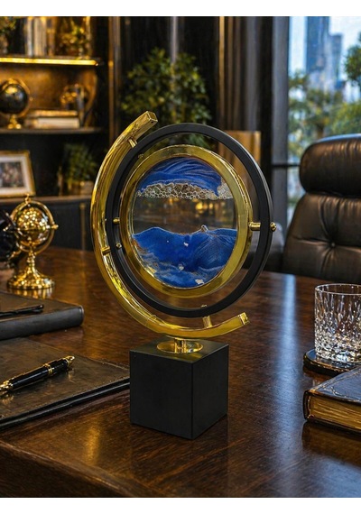 Gold Frame Hareketli Kum Sanatı Dekoratif Masa Lambası Modern Ofis & Salon Dekoru