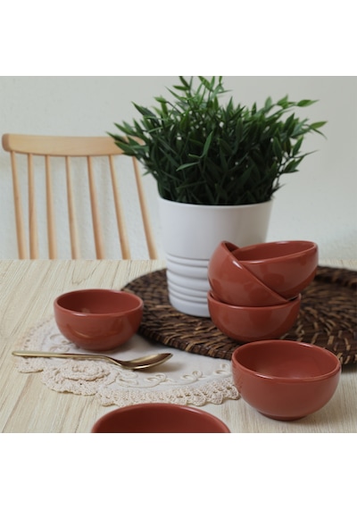 Keramika Kızıl Kahve Bulut Mini Çerezlik / Sosluk 8 Cm 6 Adet 607