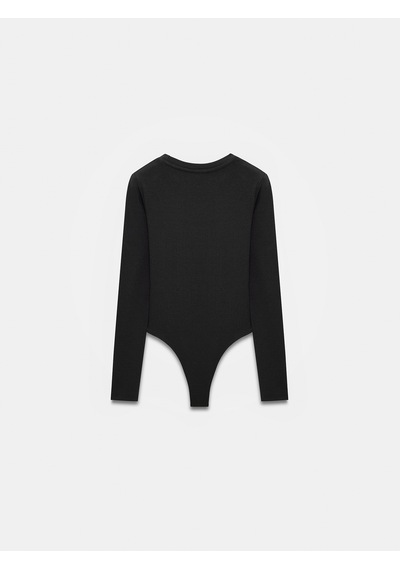 Dilvin 32695 Uzun Kollu Bodysuit-siyah Siyah