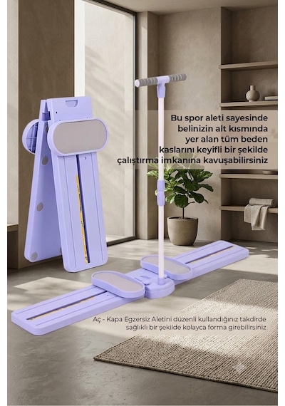 Aç Kapa Egzersiz Aleti Katlanabilir Pilates Tahtası Spor Kayak Egzersiz Aleti Mor