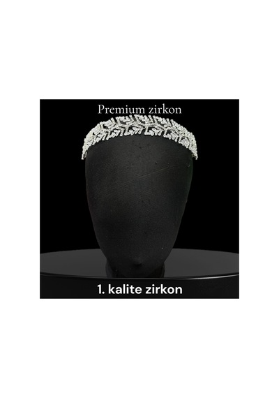 Zirkon Elite Band-premium Kalite Zirkon Taç, Özel Tasarım Gelin Aksesuarı Gelin Saç Bandı Beyaz - 801943586 Beyaz