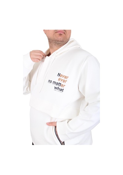 Moc Grande Mocgrande Büyük Beden Kapüşonlu Sweat Double Face Never 25706 Ekru Ekru
