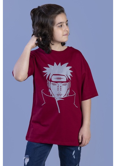 Toontoy Kids Toontoy Unisex Çocuk Reflektör Baskılı Tişört Bordo