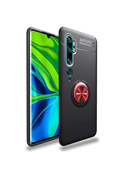 Xiaomi Mi Note 10 Kılıf Zore Ravel Silikon Kapak Siyah-Kırmızı