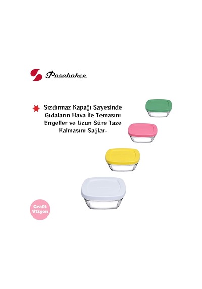Pudding Silikon Kapaklı Cam Saklama Kabı 4'lü Kahvaltılık