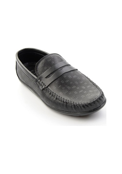 Siyah Baskılı Hakiki Deri Erkek Loafer Ayakkabı E01697034003