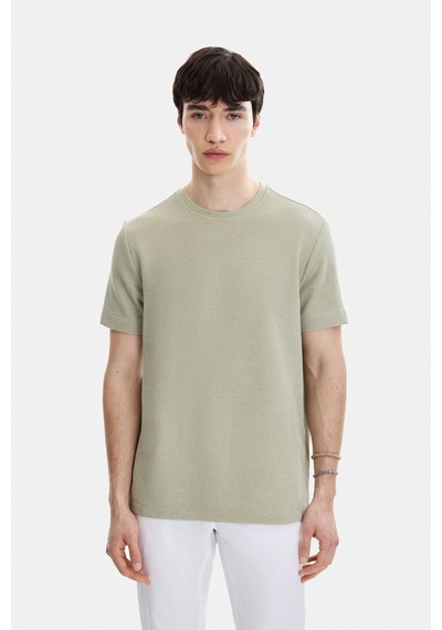 Backandbond Mint Yeşil Regular Fit Örme Bisiklet Yaka Tişört Mint Yeşili